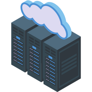 An icon of servers with a cloud symbol attached.
