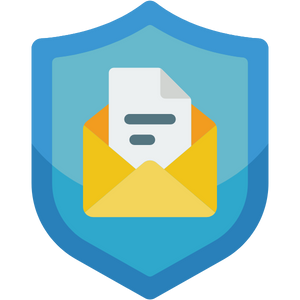 Icon of a shield with an email inside.