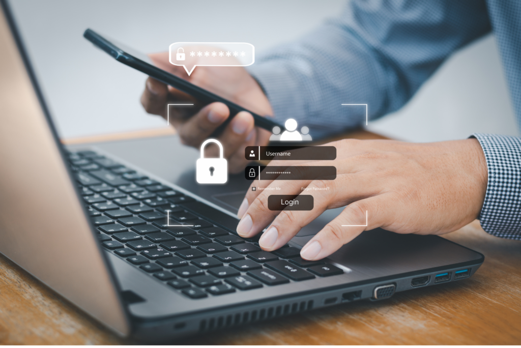 An accountant using multifactor authentication to login.