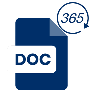 A blue document with 365 icon on the top right corner.