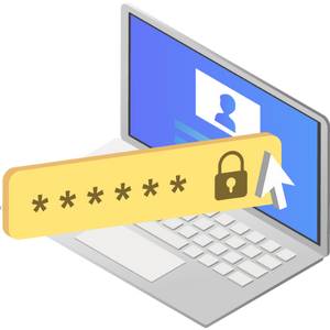 Icon of a secure password on a laptop.