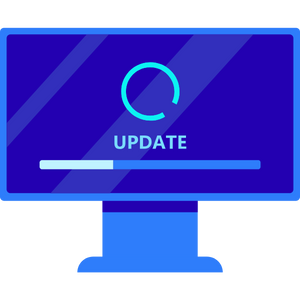 Icon of a monitor with updates installing on the screen.