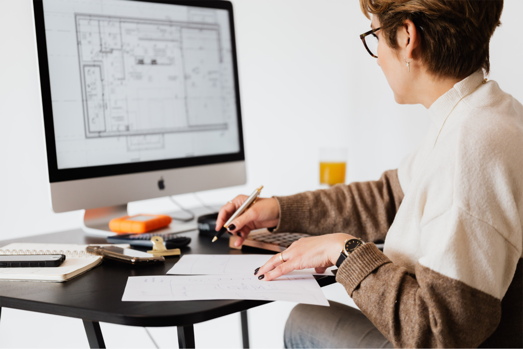 An architect working on design on their computer.