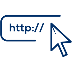 An icon of a url with a cursor.