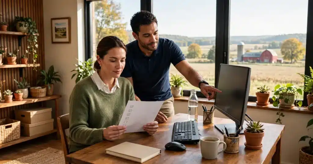 Cybersecurity in lancaster, pa, an rdcs technician reviewing a security checklist with a small business owner in a bright office
