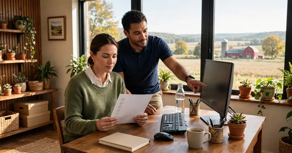 Cybersecurity in lancaster, pa, an rdcs technician reviewing a security checklist with a small business owner in a bright office