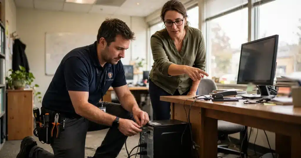 It support in harrisburg, pa, an rdcs technician providing on-site help at a small business office